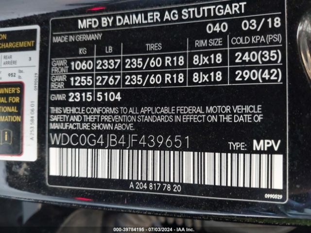 Photo 8 VIN: WDC0G4JB4JF439651 - MERCEDES-BENZ GLC-CLASS 