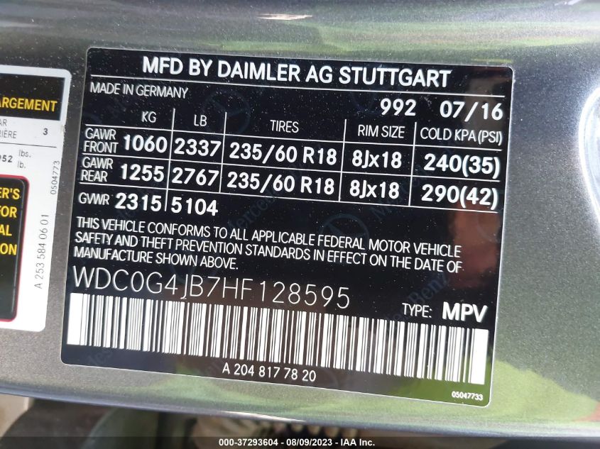 Photo 8 VIN: WDC0G4JB7HF128595 - MERCEDES-BENZ GLC 