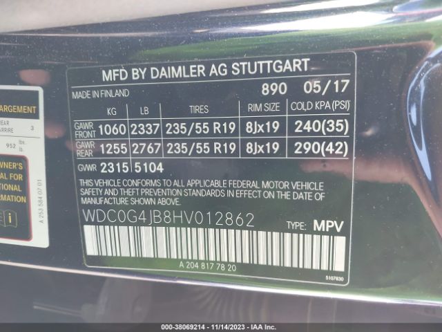 Photo 8 VIN: WDC0G4JB8HV012862 - MERCEDES-BENZ GLC 