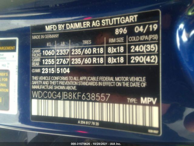 Photo 8 VIN: WDC0G4JB8KF638557 - MERCEDES-BENZ GLC 