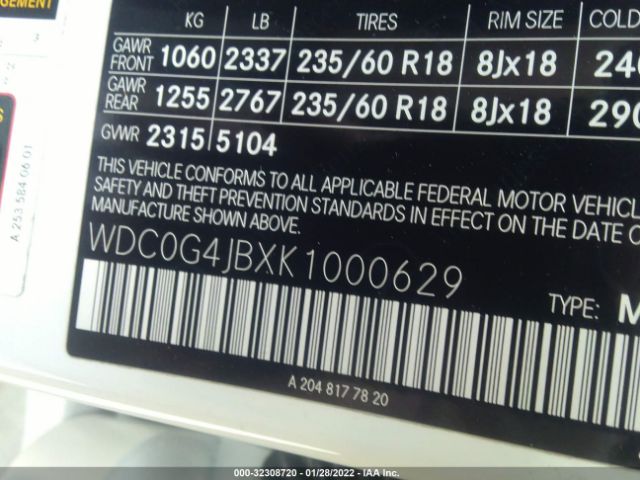 Photo 8 VIN: WDC0G4JBXK1000629 - MERCEDES-BENZ GLC 