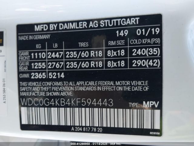 Photo 8 VIN: WDC0G4KB4KF594443 - MERCEDES-BENZ GLC-CLASS 