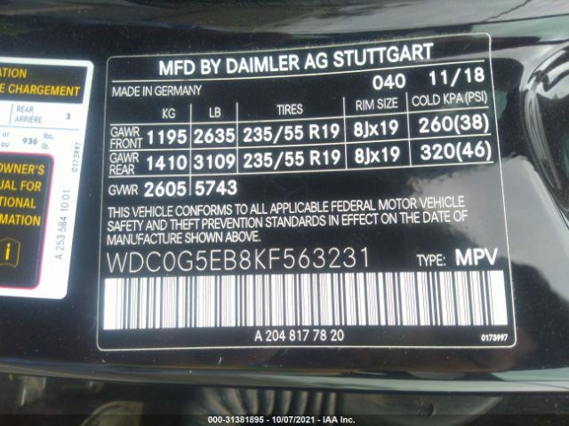 Photo 8 VIN: WDC0G5EB8KF563231 - MERCEDES-BENZ GLC 