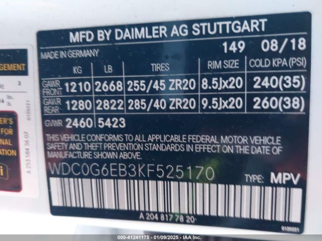 Photo 8 VIN: WDC0G6EB3KF525170 - MERCEDES-BENZ GLC-CLASS 