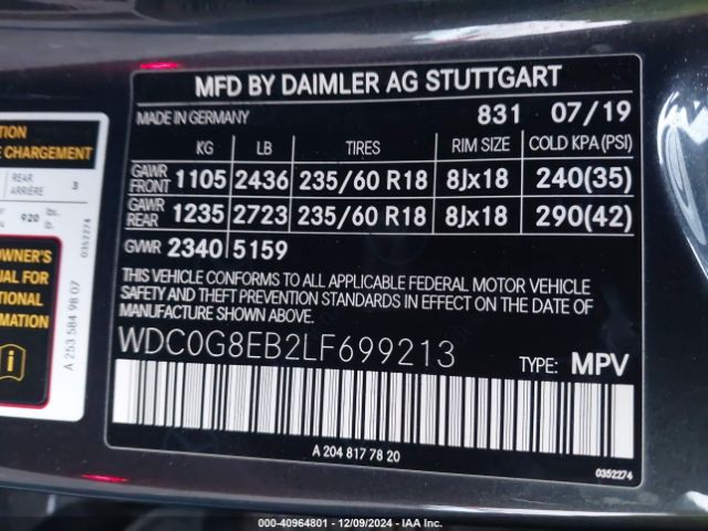 Photo 8 VIN: WDC0G8EB2LF699213 - MERCEDES-BENZ GLC-CLASS 