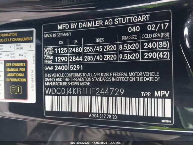 Photo 8 VIN: WDC0J4KB1HF244729 - MERCEDES-BENZ GLC-CLASS 