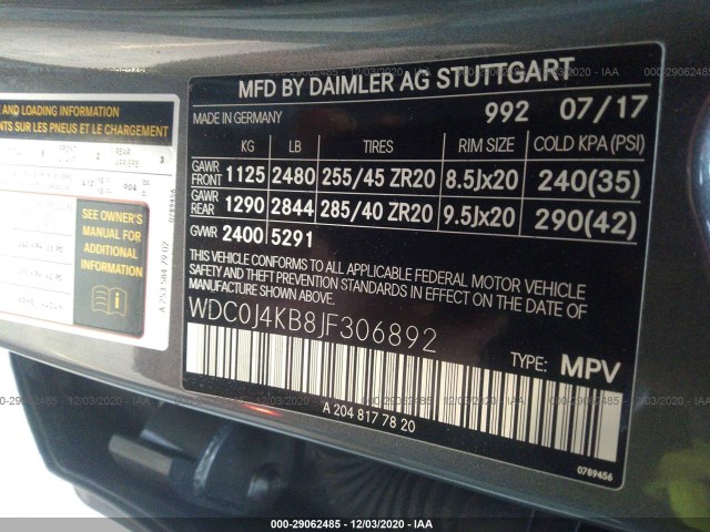 Photo 8 VIN: WDC0J4KB8JF306892 - MERCEDES-BENZ GLC 