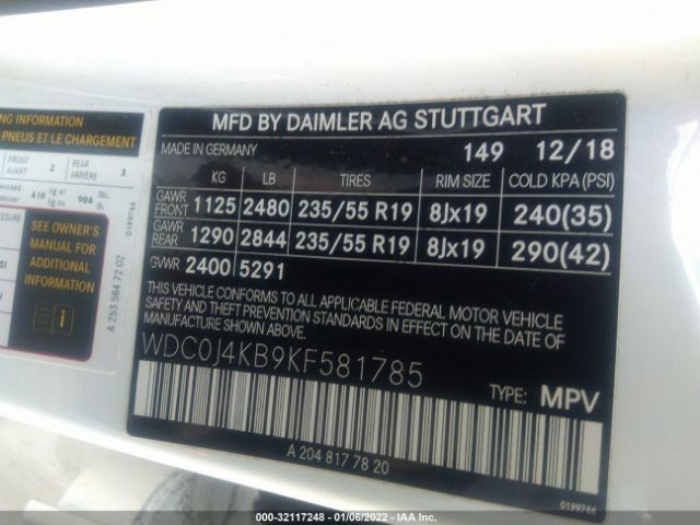 Photo 8 VIN: WDC0J4KB9KF581785 - MERCEDES-BENZ GLC 