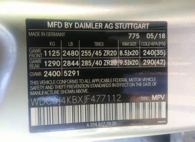 Photo 8 VIN: WDC0J4KBXJF477112 - MERCEDES-BENZ GLC 