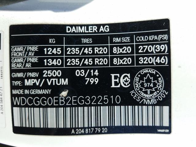 Photo 9 VIN: WDCGG0EB2EG322510 - MERCEDES-BENZ GLK 250 BL 