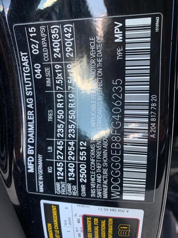 Photo 9 VIN: WDCGG0EB8FG406235 - MERCEDES-BENZ GLK 250 BL 