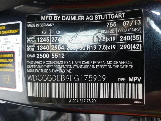 Photo 9 VIN: WDCGG0EB9EG175909 - MERCEDES-BENZ GLK 250 BL 