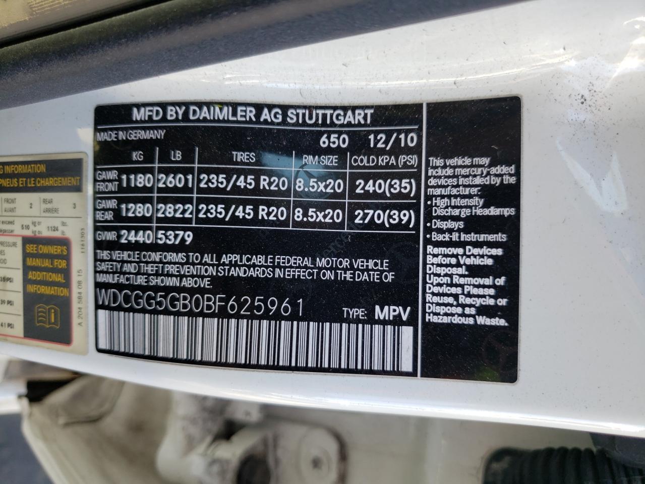 Photo 11 VIN: WDCGG5GB0BF625961 - MERCEDES-BENZ GLK-KLASSE 