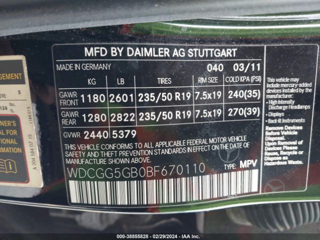 Photo 8 VIN: WDCGG5GB0BF670110 - MERCEDES-BENZ GLK 350 