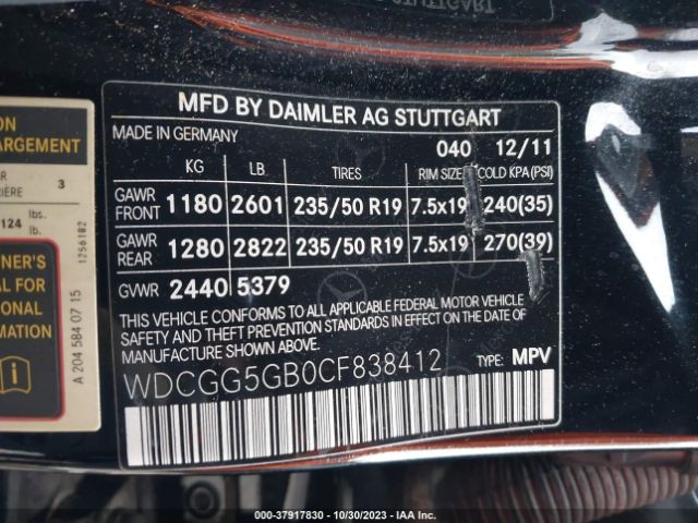 Photo 8 VIN: WDCGG5GB0CF838412 - MERCEDES-BENZ GLK-CLASS 