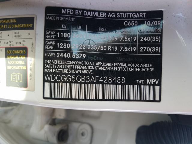 Photo 9 VIN: WDCGG5GB3AF428488 - MERCEDES-BENZ GLK 350 