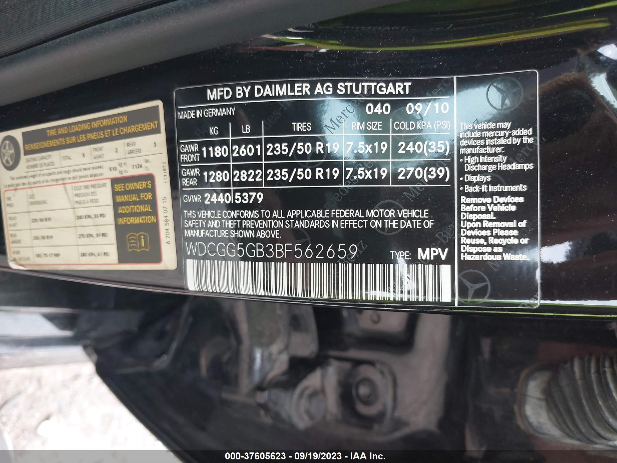 Photo 8 VIN: WDCGG5GB3BF562659 - MERCEDES-BENZ GLK-KLASSE 