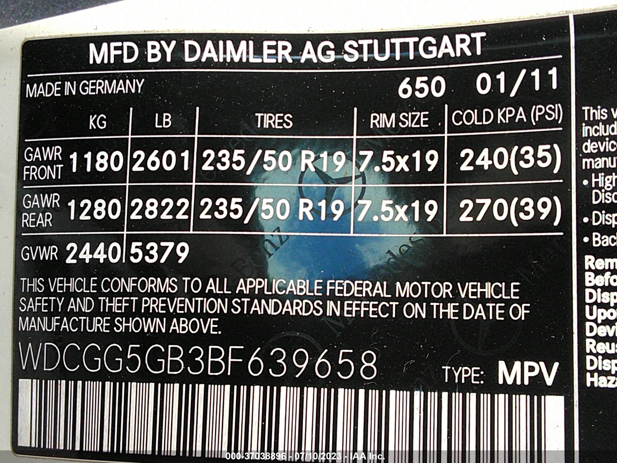 Photo 8 VIN: WDCGG5GB3BF639658 - MERCEDES-BENZ GLK-KLASSE 