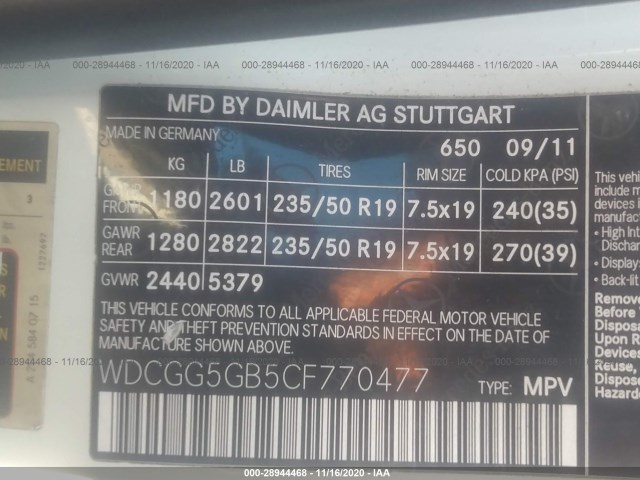 Photo 8 VIN: WDCGG5GB5CF770477 - MERCEDES-BENZ GLK-CLASS 