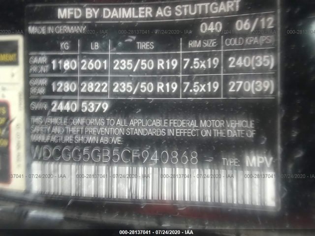 Photo 8 VIN: WDCGG5GB5CF940868 - MERCEDES-BENZ GLK-CLASS 