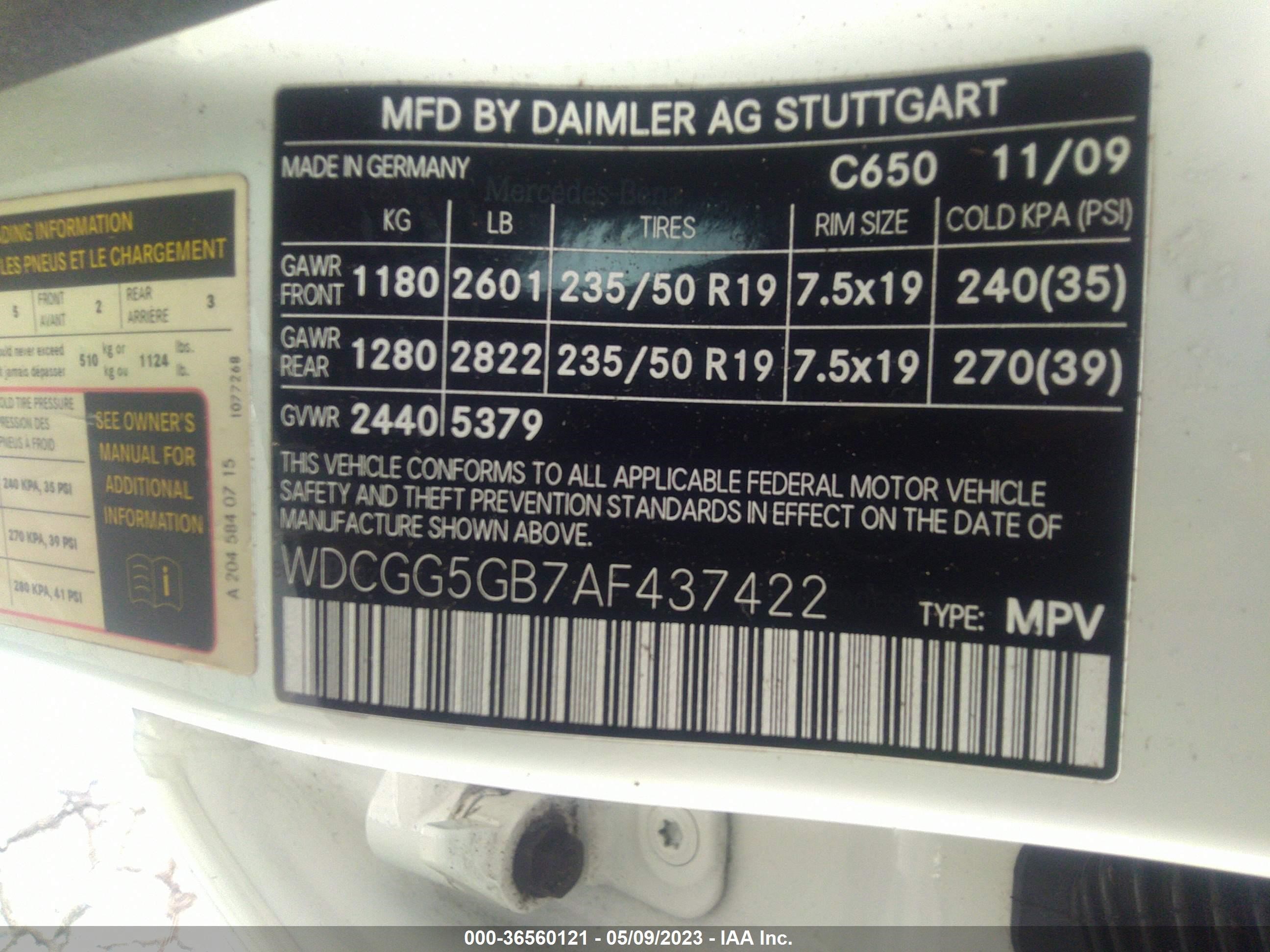 Photo 8 VIN: WDCGG5GB7AF437422 - MERCEDES-BENZ GLK-KLASSE 