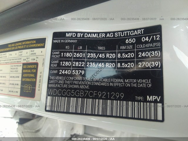 Photo 8 VIN: WDCGG5GB7CF921299 - MERCEDES-BENZ GLK-CLASS 