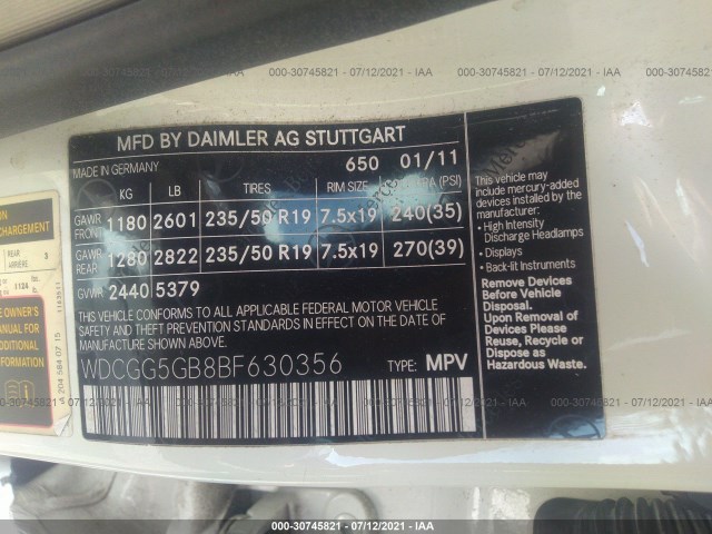 Photo 8 VIN: WDCGG5GB8BF630356 - MERCEDES-BENZ GLK-CLASS 