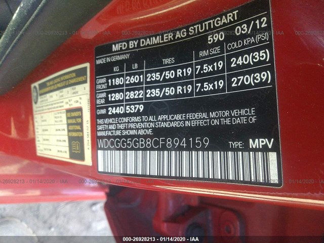 Photo 8 VIN: WDCGG5GB8CF894159 - MERCEDES-BENZ GLK-CLASS 