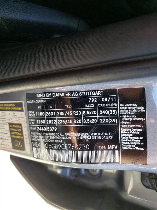 Photo 9 VIN: WDCGG5GB9CF760230 - MERCEDES-BENZ GLK 350 