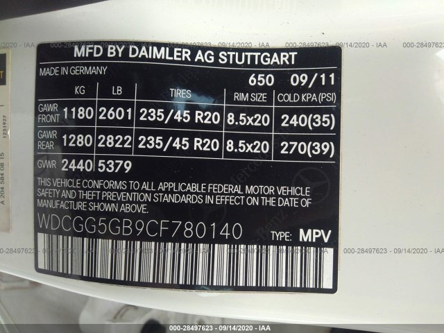 Photo 8 VIN: WDCGG5GB9CF780140 - MERCEDES-BENZ GLK-CLASS 