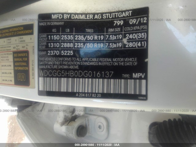 Photo 8 VIN: WDCGG5HB0DG016137 - MERCEDES-BENZ GLK-CLASS 