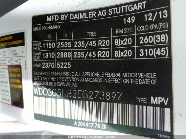 Photo 8 VIN: WDCGG5HB2EG273897 - MERCEDES-BENZ GLK-CLASS 