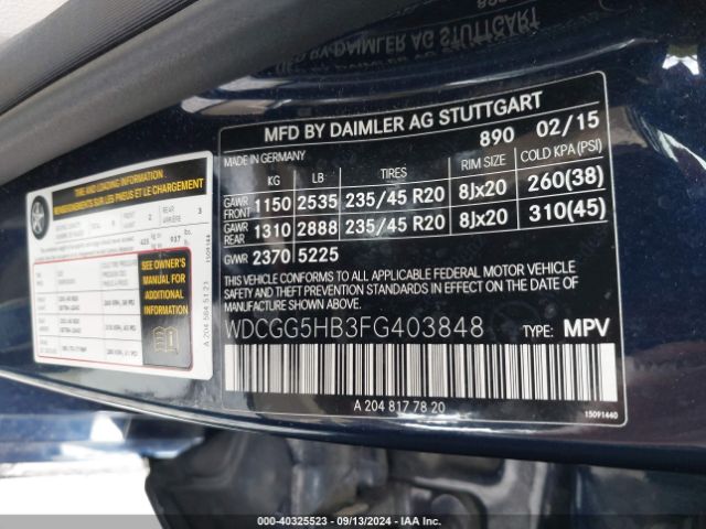 Photo 8 VIN: WDCGG5HB3FG403848 - MERCEDES-BENZ GLK-CLASS 