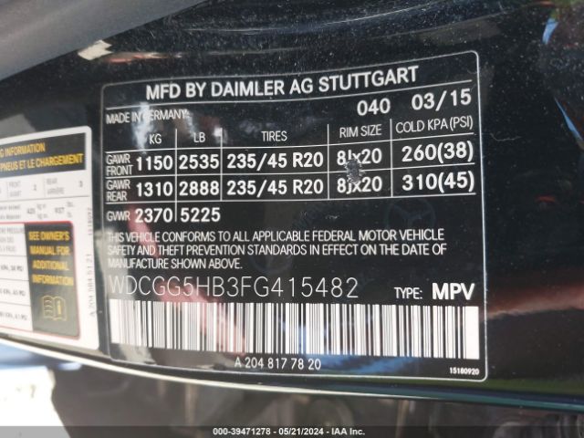 Photo 8 VIN: WDCGG5HB3FG415482 - MERCEDES-BENZ GLK 350 