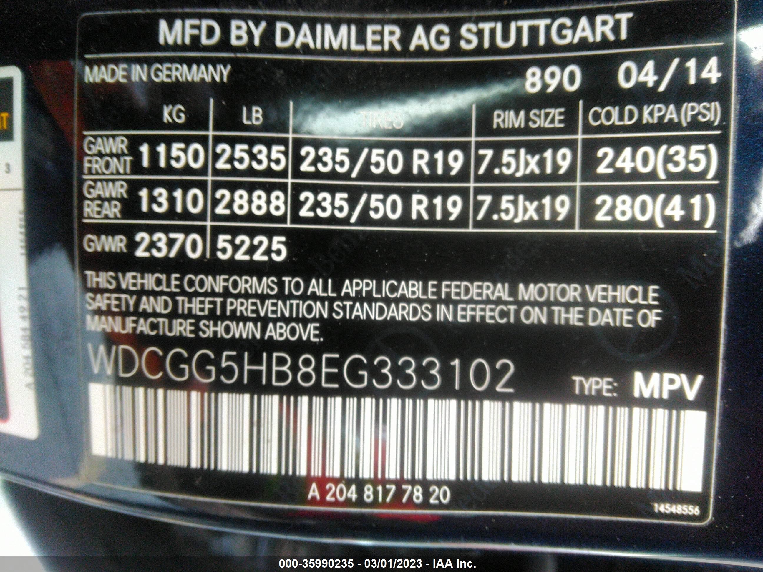 Photo 8 VIN: WDCGG5HB8EG333102 - MERCEDES-BENZ GLK-KLASSE 