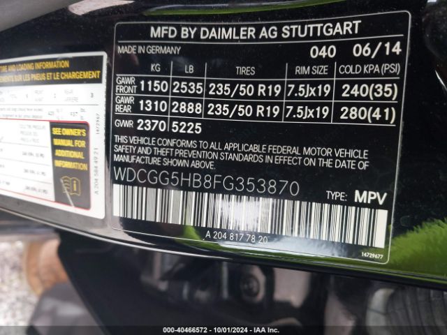 Photo 8 VIN: WDCGG5HB8FG353870 - MERCEDES-BENZ GLK-CLASS 