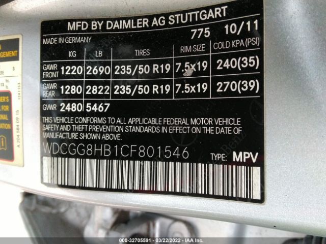 Photo 8 VIN: WDCGG8HB1CF801546 - MERCEDES-BENZ GLK-CLASS 