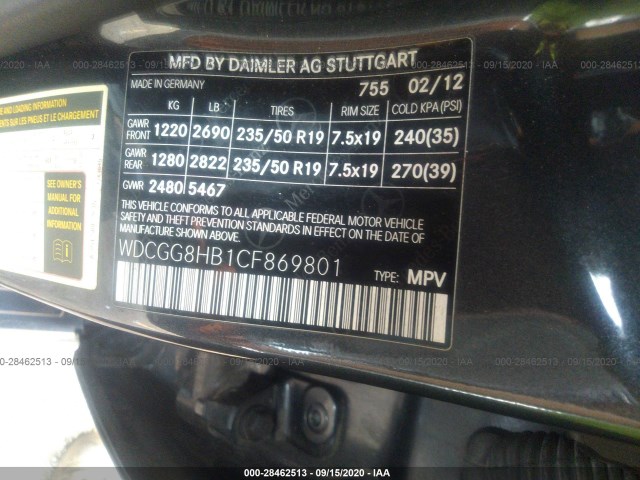 Photo 8 VIN: WDCGG8HB1CF869801 - MERCEDES-BENZ GLK-CLASS 