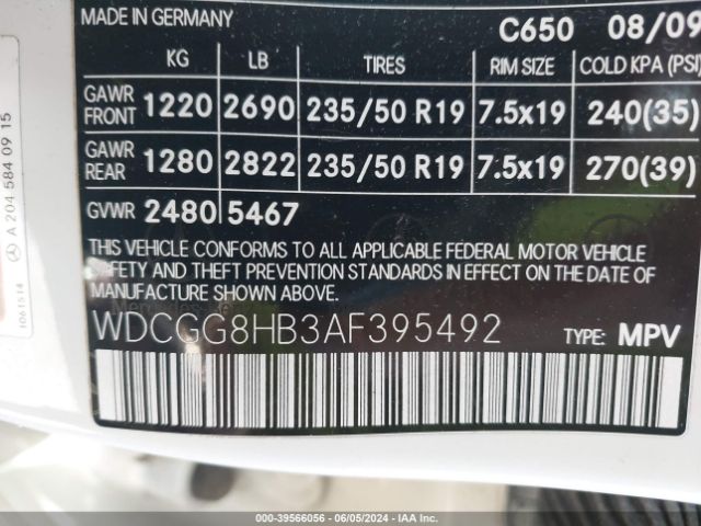 Photo 8 VIN: WDCGG8HB3AF395492 - MERCEDES-BENZ GLK-CLASS 