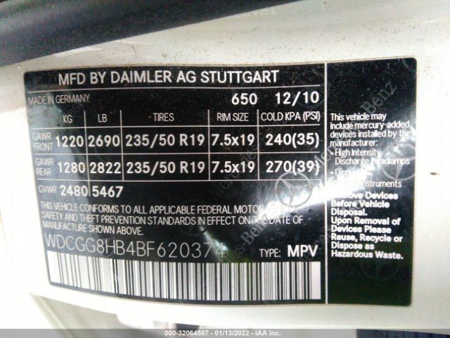 Photo 8 VIN: WDCGG8HB4BF620374 - MERCEDES-BENZ GLK-CLASS 