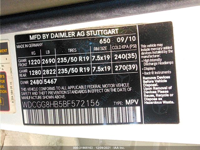 Photo 8 VIN: WDCGG8HB5BF572156 - MERCEDES-BENZ GLK-CLASS 