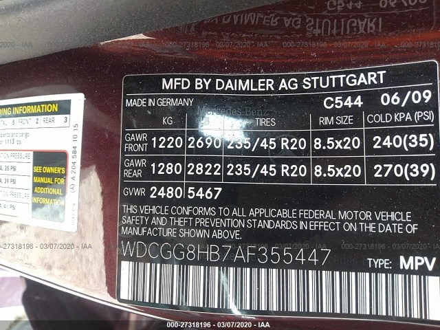 Photo 8 VIN: WDCGG8HB7AF355447 - MERCEDES-BENZ GLK-CLASS 