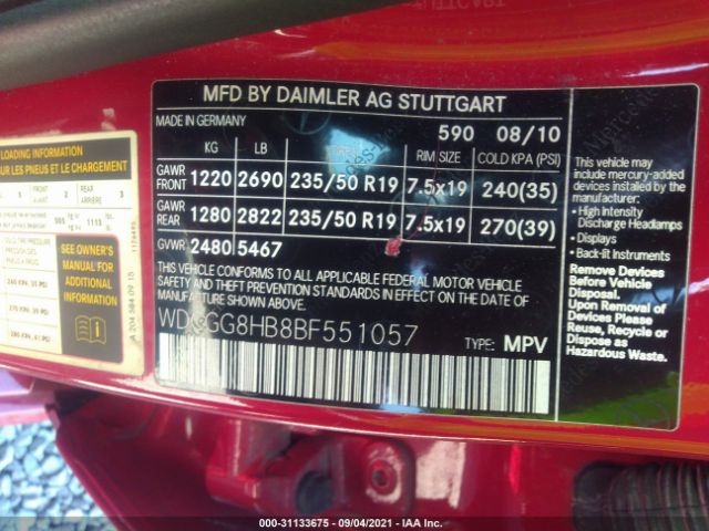 Photo 8 VIN: WDCGG8HB8BF551057 - MERCEDES-BENZ GLK-CLASS 