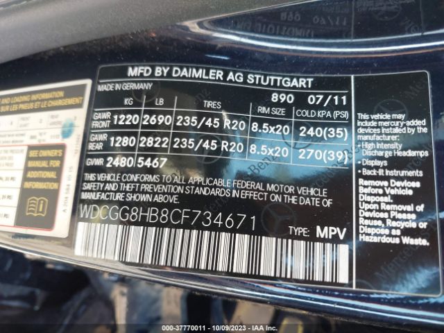 Photo 8 VIN: WDCGG8HB8CF734671 - MERCEDES-BENZ GLK 350 