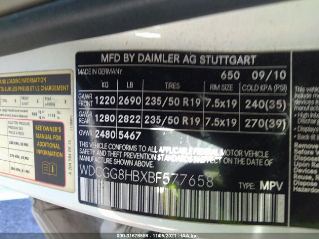 Photo 8 VIN: WDCGG8HBXBF577658 - MERCEDES-BENZ GLK-CLASS 