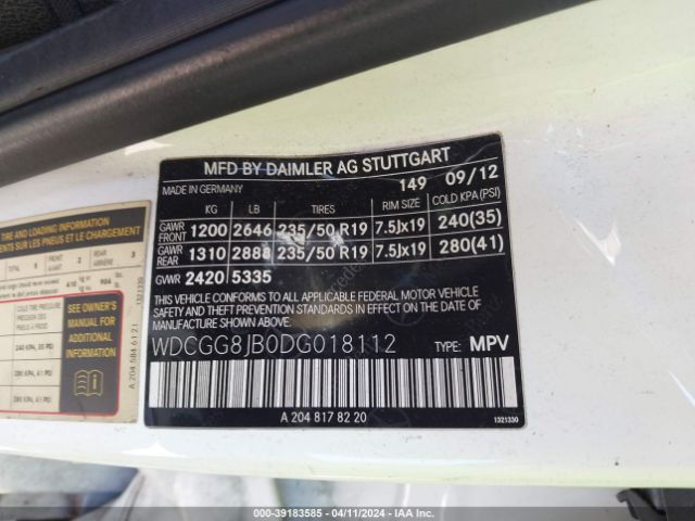 Photo 8 VIN: WDCGG8JB0DG018112 - MERCEDES-BENZ GLK 350 