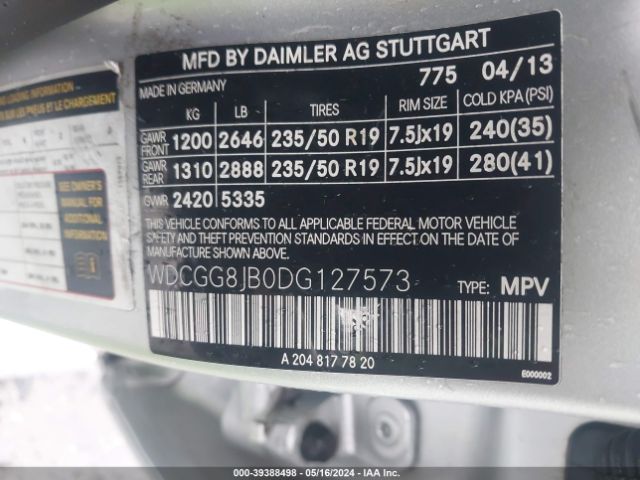 Photo 8 VIN: WDCGG8JB0DG127573 - MERCEDES-BENZ GLK 