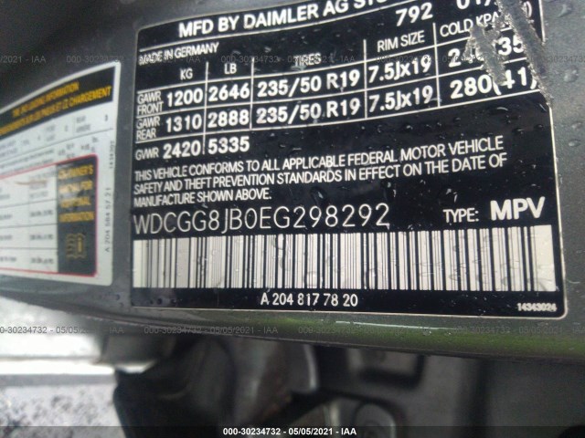 Photo 8 VIN: WDCGG8JB0EG298292 - MERCEDES-BENZ GLK-CLASS 