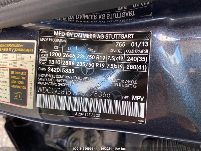 Photo 8 VIN: WDCGG8JB1DG078366 - MERCEDES-BENZ GLK-CLASS 