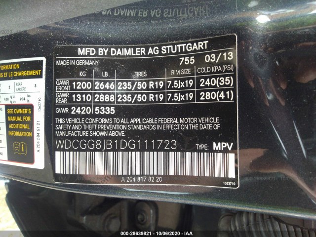 Photo 8 VIN: WDCGG8JB1DG111723 - MERCEDES-BENZ GLK-CLASS 